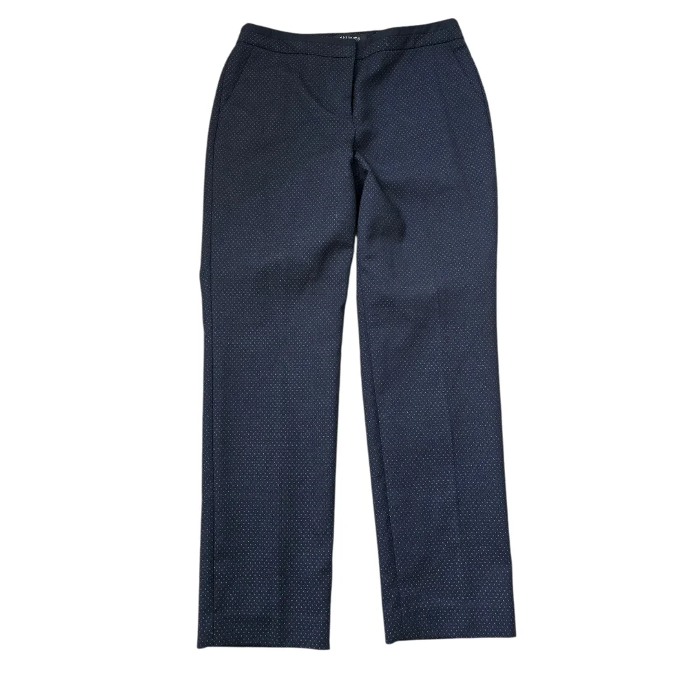 Talbots Micro Dot Midnight Blue Straight Leg Trousers